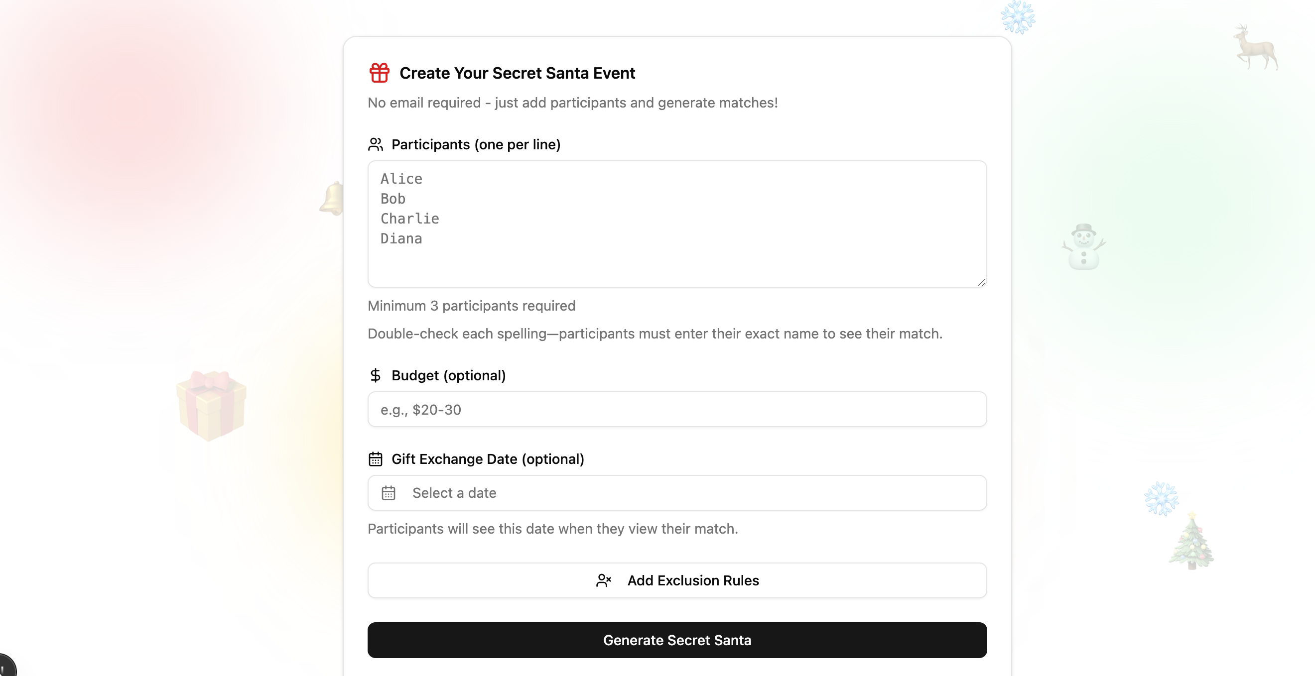 1) Organizer creates the event