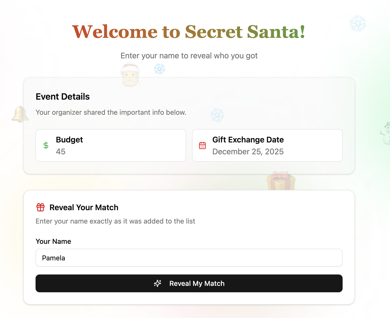 Participant reveal screen